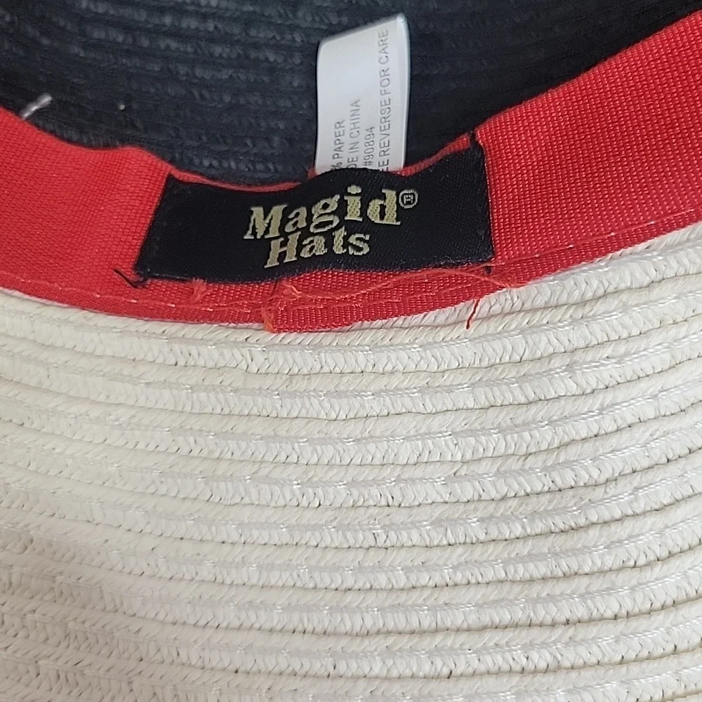 MAGID Paper Straw Hat Black and Cream OS‎